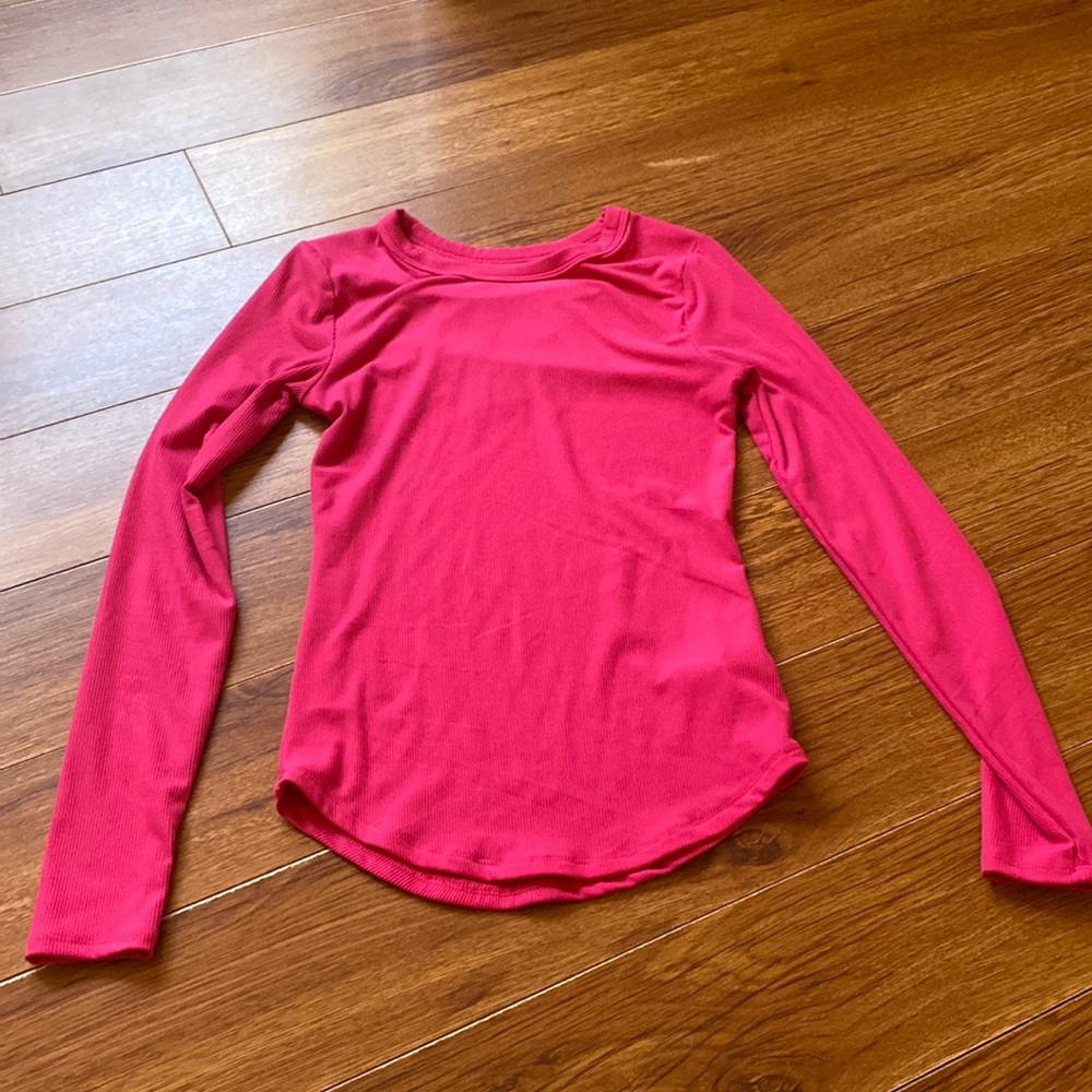 long sleeve bright pink shirt